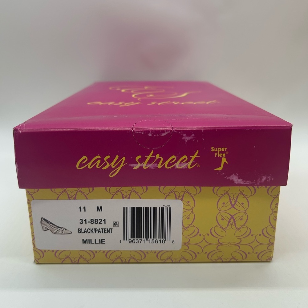 Easy Street Millie Black Pumps Size 11 Medium Low Block Heel with Patent Toe NWB - Picture 11 of 12